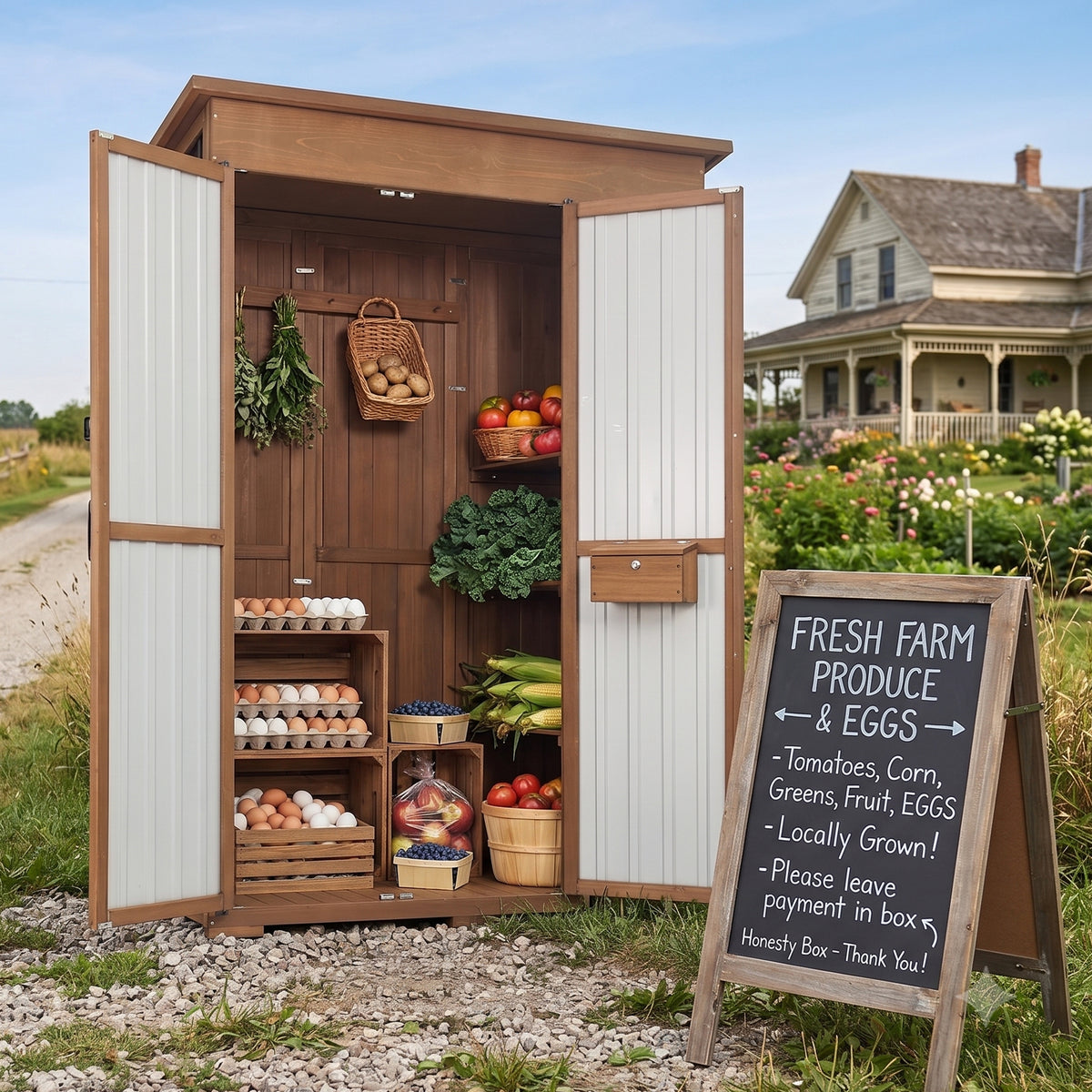 Extra Large (70.5 ″ Tall) Outdoor Storage Cabinet with Fold-Out Work Table-GF38
