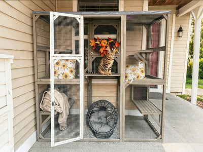 Large Solid Wood Outdoor Catio Enclosure with Platforms - PET16NEW