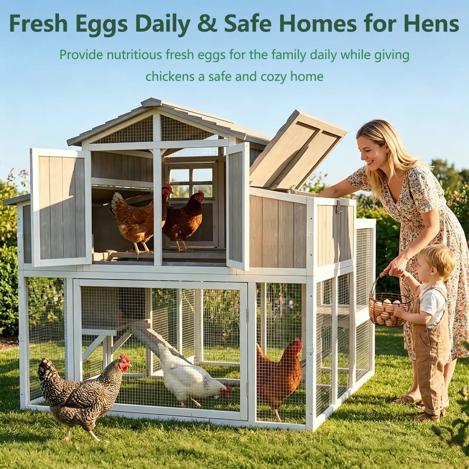Large Expandable Chicken Coop – Predator-Proof Modular Hen House with Run (PET85 + PET88 Extensions)