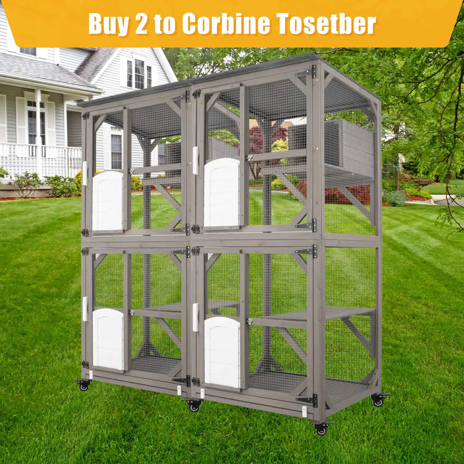 Catio structure with open top section and ramp