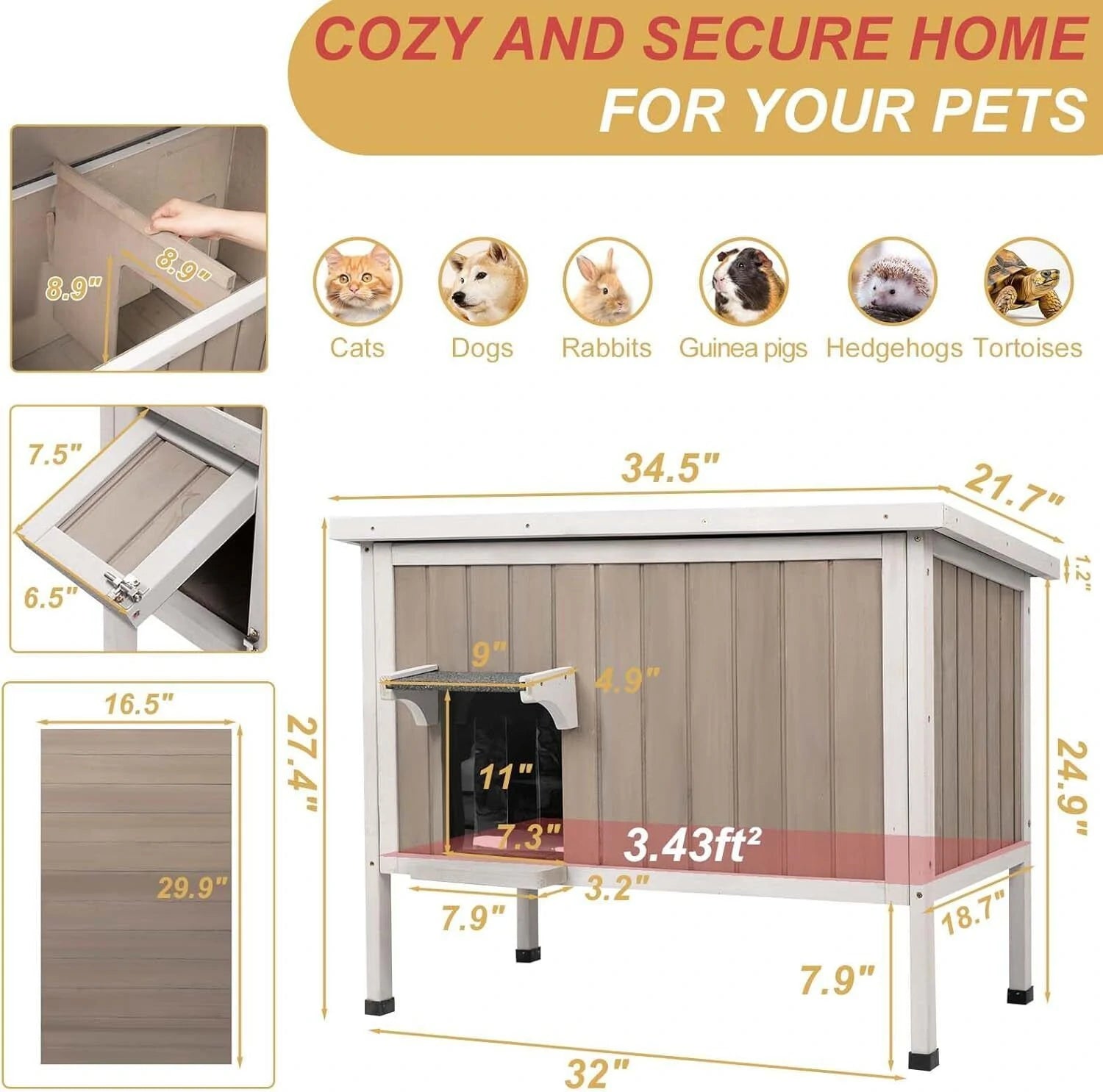 Weatherproof feral cat shelter with openable roof
