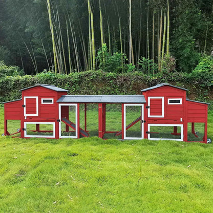 Grey wooden chicken coop with openable roof