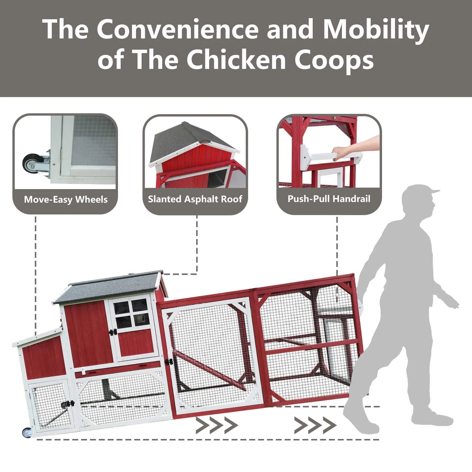 Large hen house with nesting box and ramp