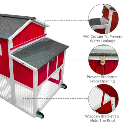 Nesting box with lift-up roof for easy egg collection