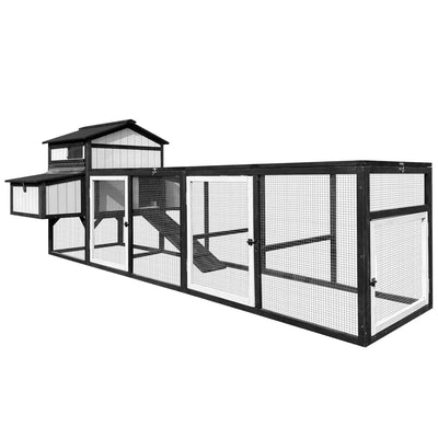 PETCOSSET 116″L Extra Large Chicken Coop with Nesting Boxes Chicken House,Black