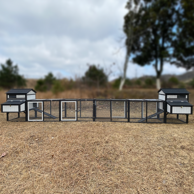 Large chicken coop with run for 4–12 chickens, includes 4 nesting boxes