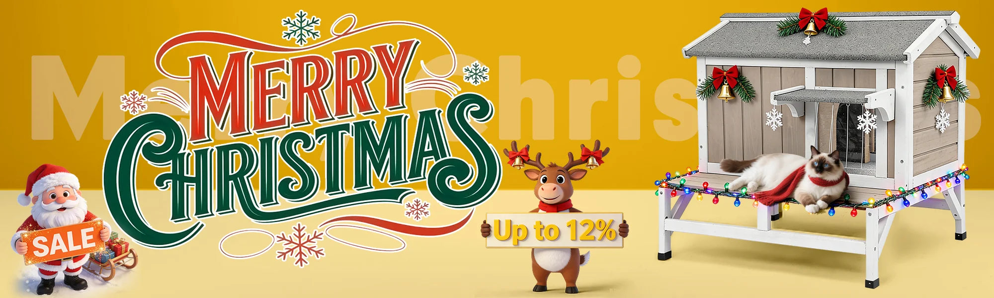 Cozy outdoor pet house during Christmas, creating a warm holiday home for pets