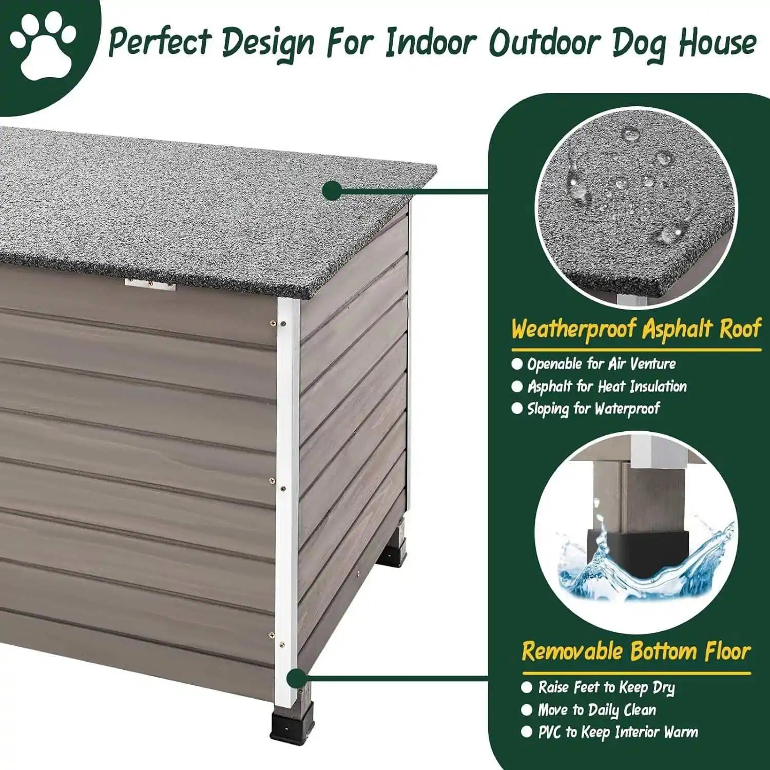 Small size wooden puppy shelter with raised floor – back view