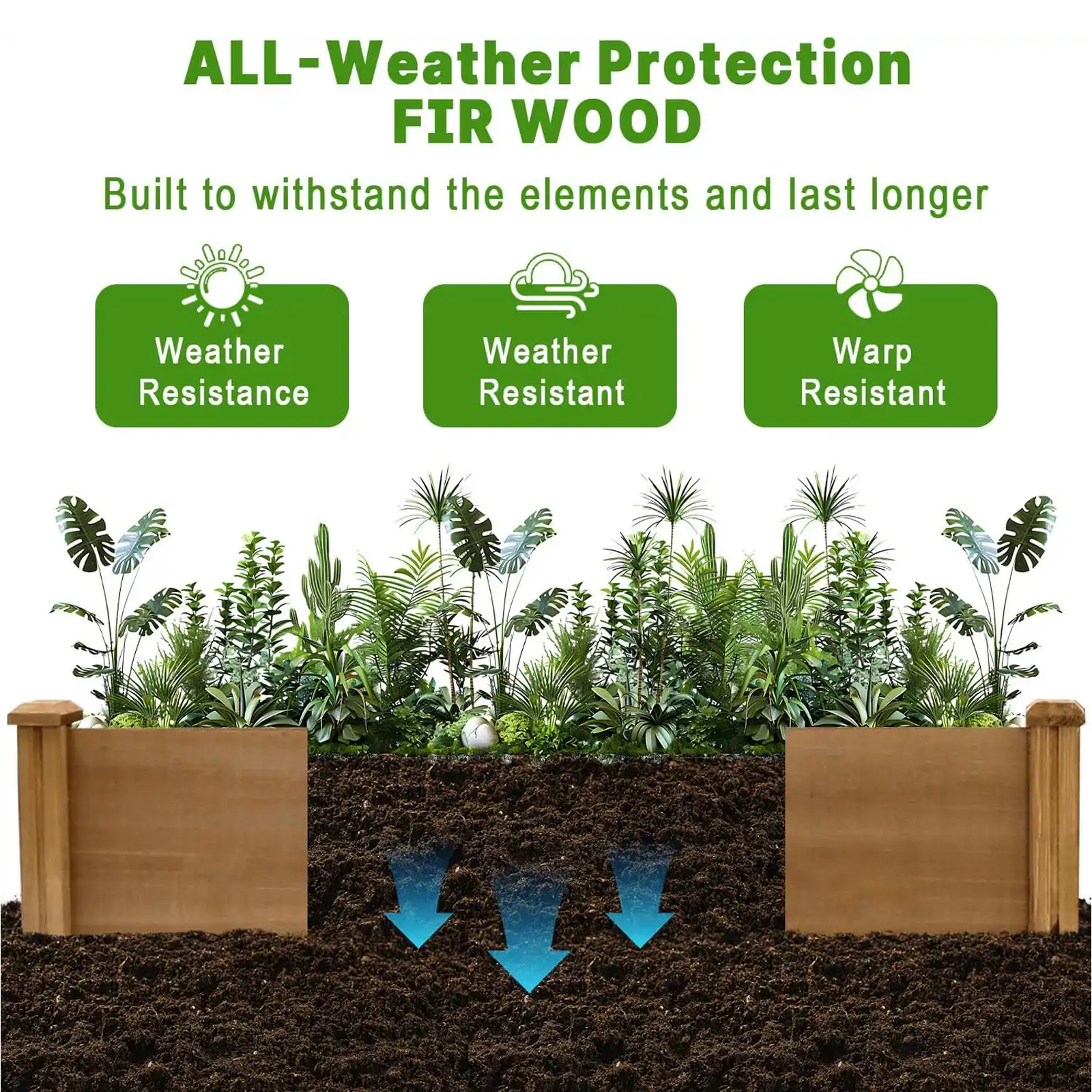 92.9″L Garden Bed Wooden Planter Box for Outdoor Gardening-GF20