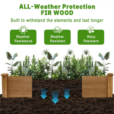 92.9″L Garden Bed Wooden Planter Box for Outdoor Gardening-GF20