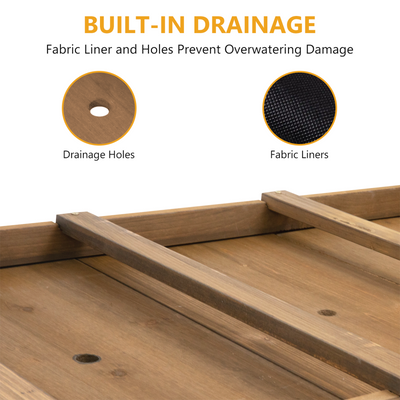 55.5x23x33in Mobile Elevated Wood Planter with Wheels, Shelf, Liner-GF23W