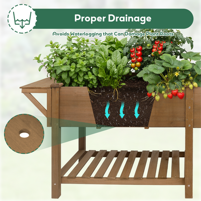 Large Raised Garden Bed Outdoor Wooden Planter Box with Storage Shelf-GF24