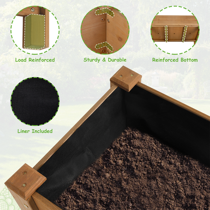 33.46″L Raised Garden Bed Wooden Elevated Planter Box with Storage Shelf-GF27