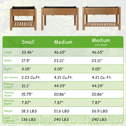 33.46″L Raised Garden Bed Wooden Elevated Planter Box with Storage Shelf-GF27