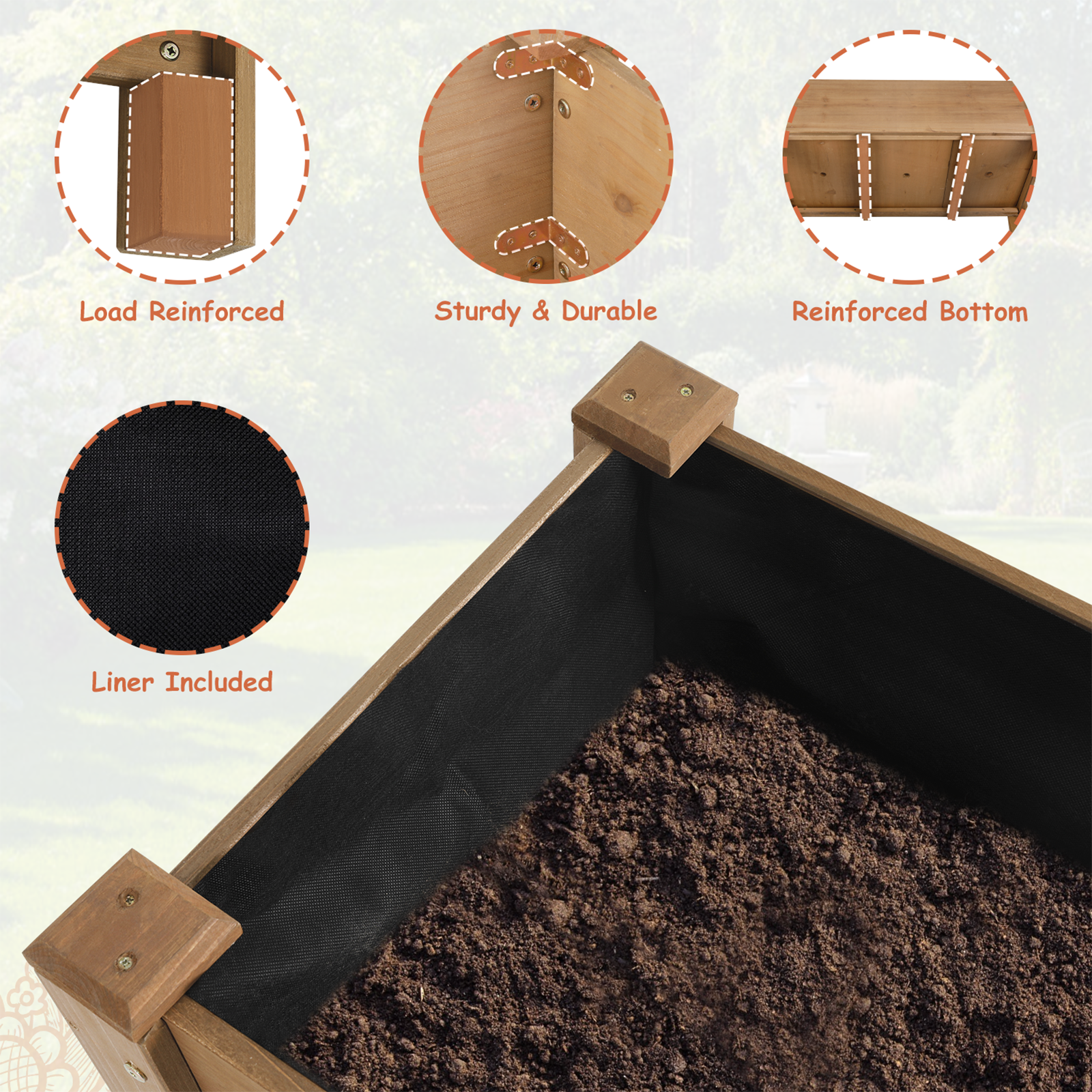 46.65”L Raised Garden Bed Wooden Elevated Planter Box with Shelf-GF29