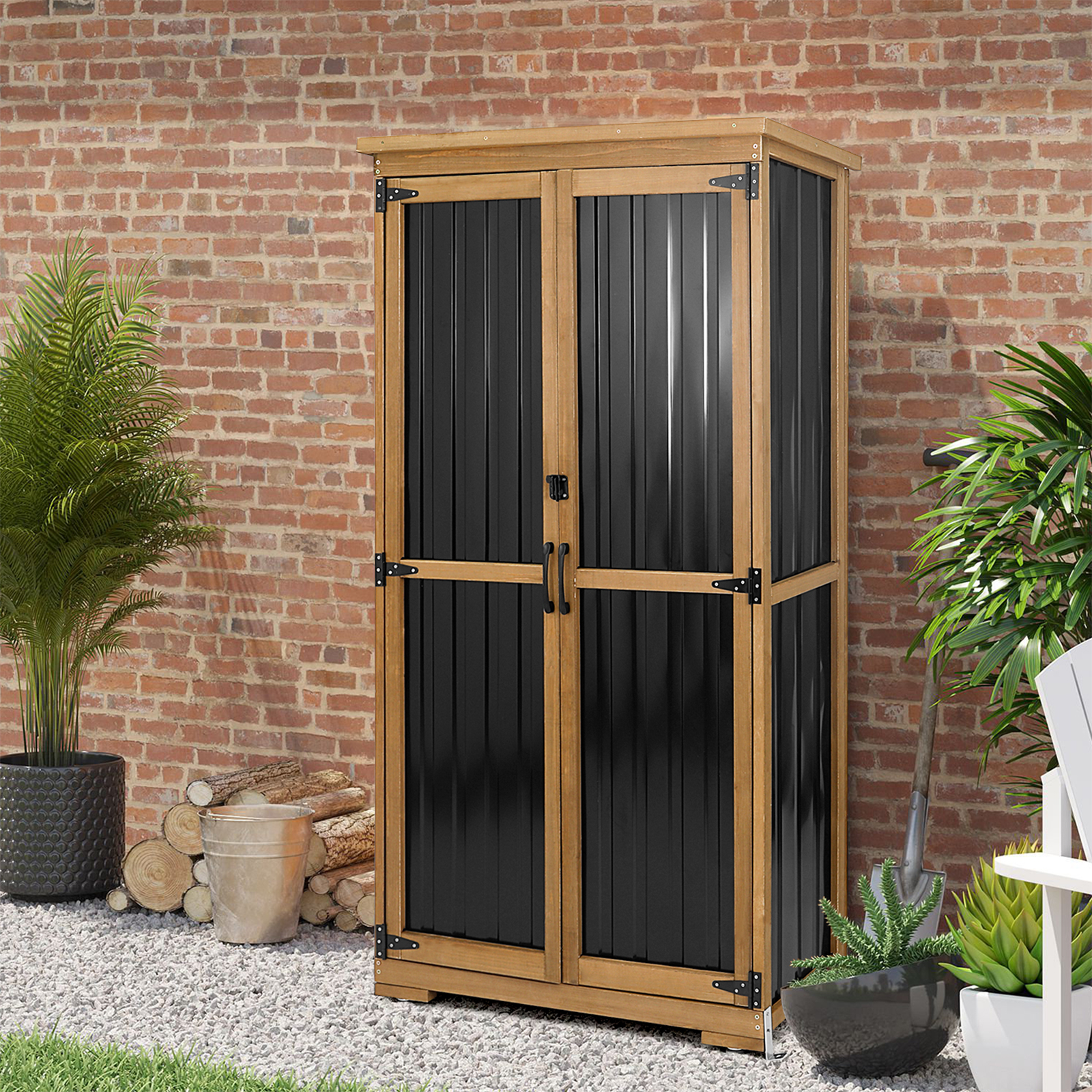 68.3″H Outdoor Storage Cabinet with 3 Adjustable Shelves-GF33