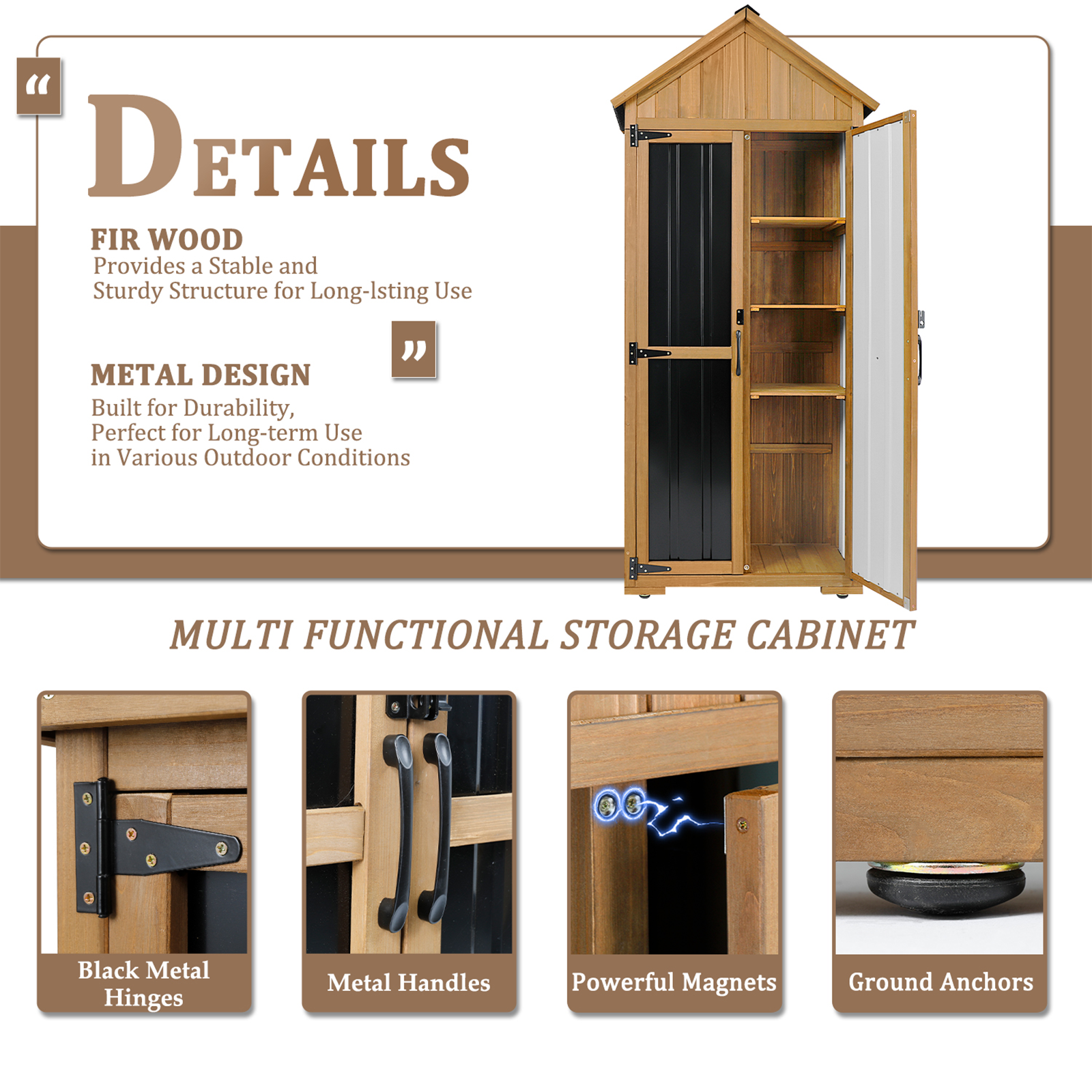 27.55″L Outdoor Storage Shed, Wooden Garden Tool Cabinet-GF34
