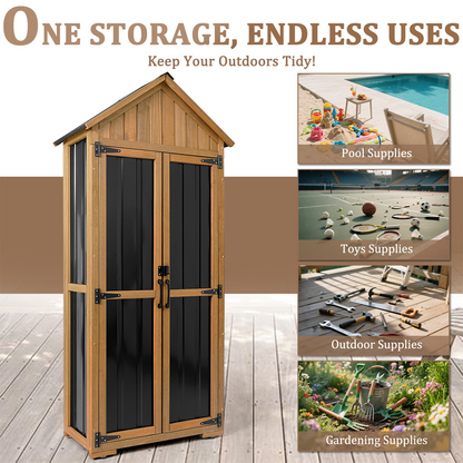27.55″L Outdoor Storage Shed, Wooden Garden Tool Cabinet-GF34