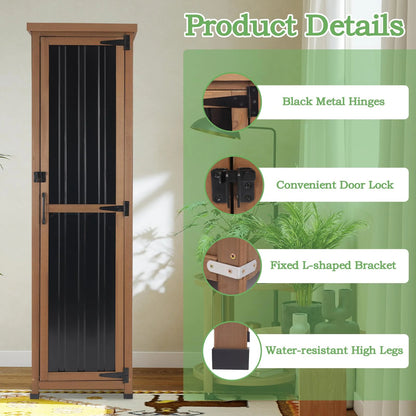 Black Narrow Outdoor Cabinet for Garden Tools Organization