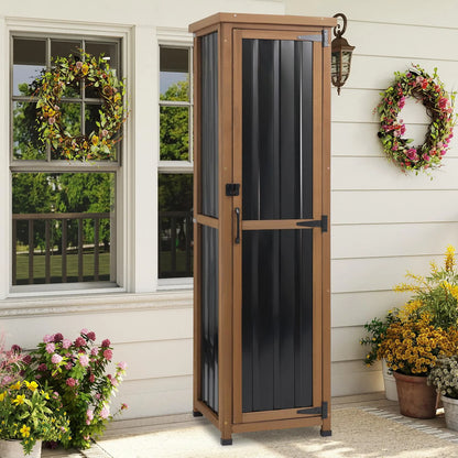Slim Vertical Storage Cabinet for Garden Equipment