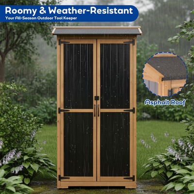 Outdoor Storage Cabinet with Shelves, Waterproof Roof-GF37