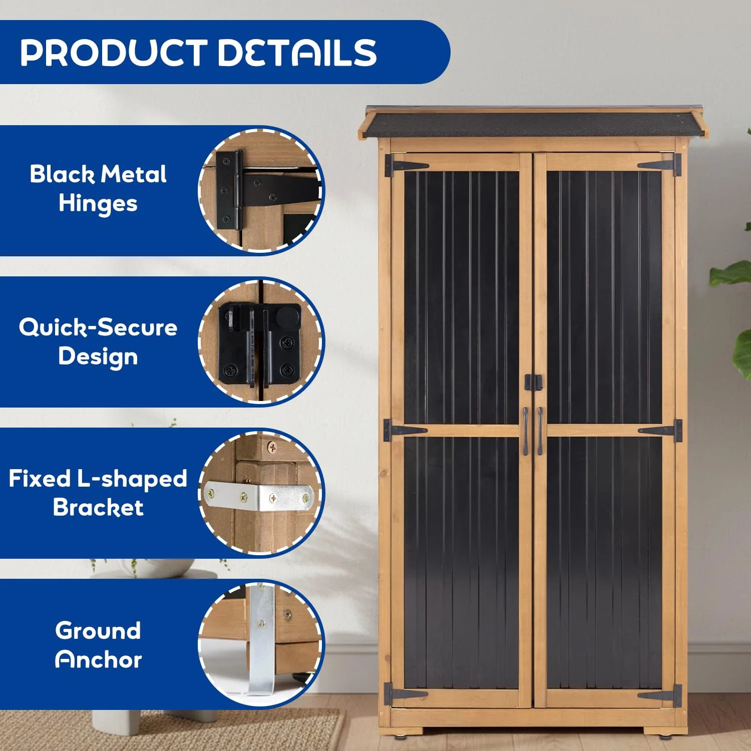 Adjustable Feet Outdoor Storage Unit for Uneven Ground