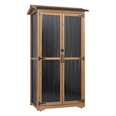 Outdoor Storage Cabinet with Shelves, Waterproof Roof-GF37