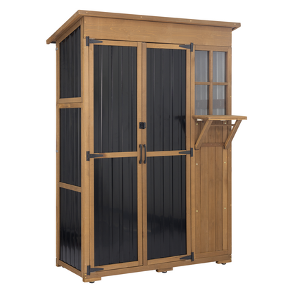 Large Outdoor Waterproof Storage Cabinet with Shelves & Fold-Out Table-GF38