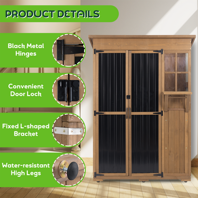 Large Outdoor Waterproof Storage Cabinet with Shelves & Fold-Out Table-GF38