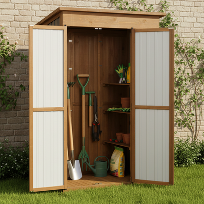 Large Outdoor Waterproof Storage Cabinet with Shelves & Fold-Out Table-GF38