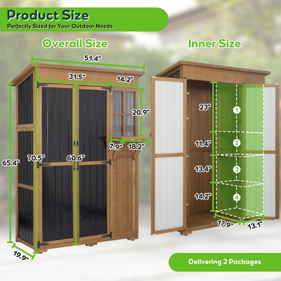 Large Outdoor Waterproof Storage Cabinet with Shelves & Fold-Out Table-GF38