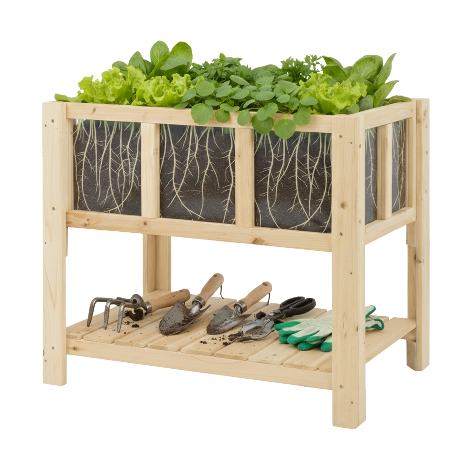PETSCOSSET Wood Raised Garden Bed, Elevated Planter Box with Legs for Outdoor, 28 X 16 X 23 in