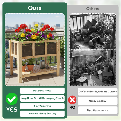 Transparent Raised Garden Bed with Storage Shelf-GF50