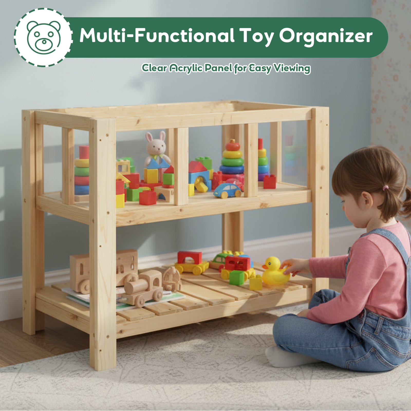 Transparent Raised Garden Bed with Storage Shelf-GF50