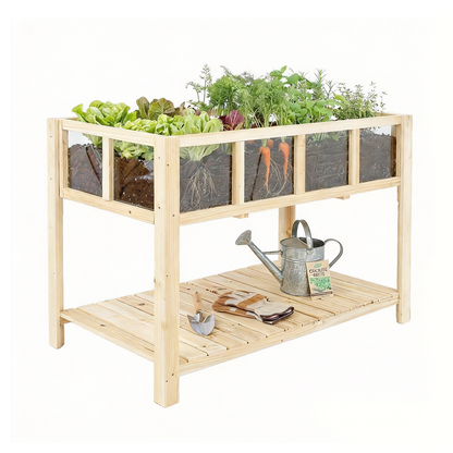 Transparent Raised Garden Bed with Storage Shelf-GF51