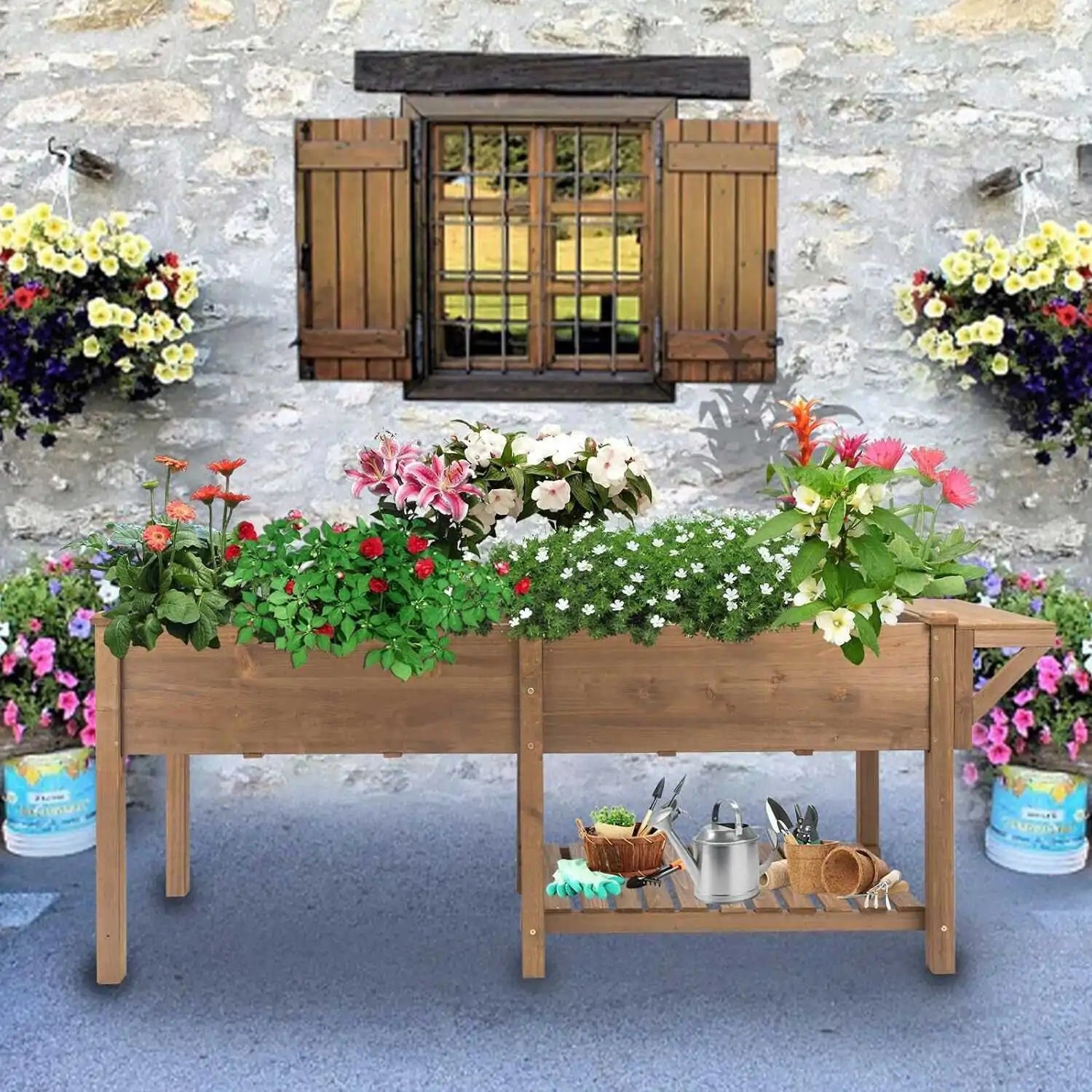 PETSCOSSET large raised garden bed in backyard with plants