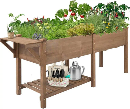 PETSCOSSET wooden planter with soil and seedlings