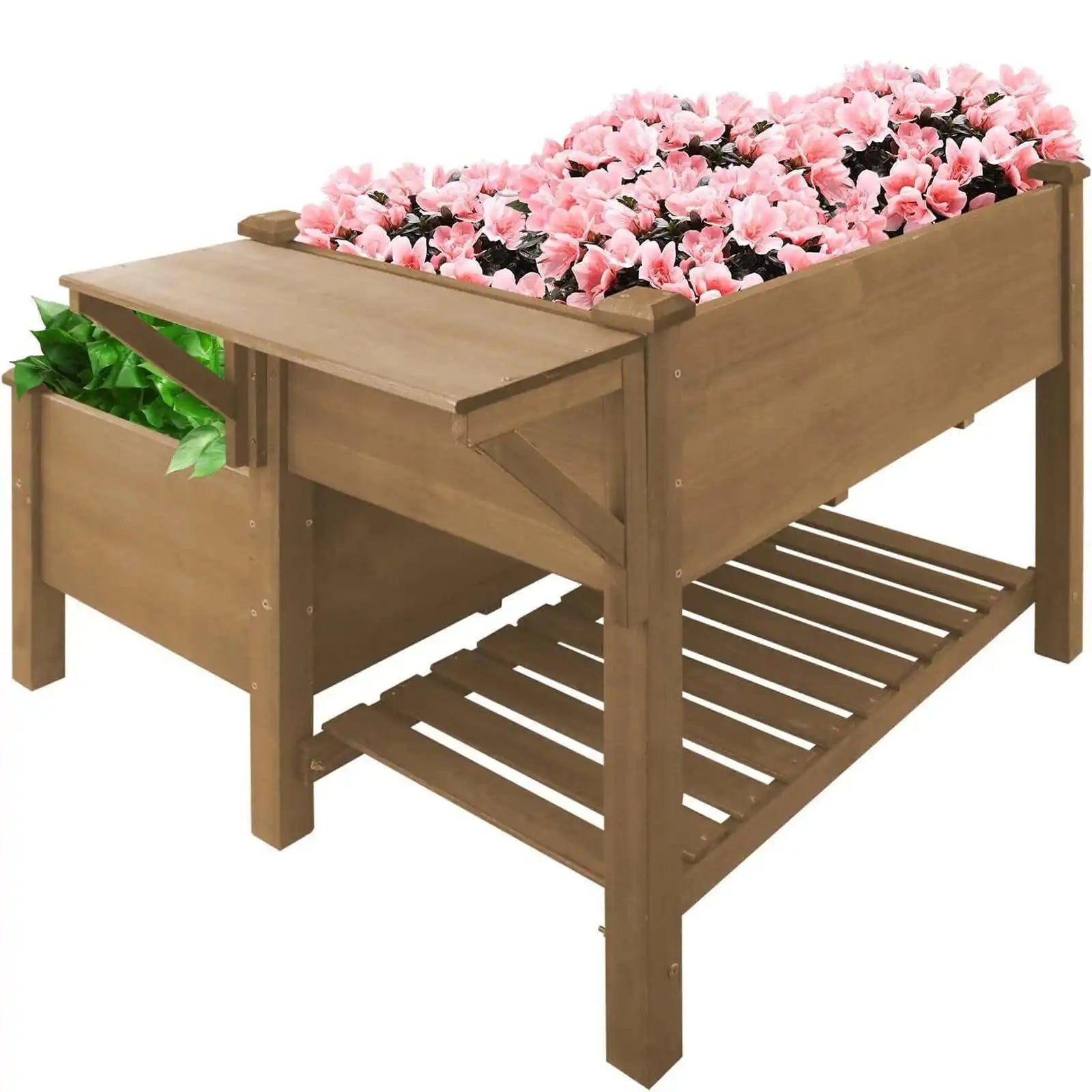 PETSCOSSET 2-Tier Raised Garden Bed in brown color for outdoor use