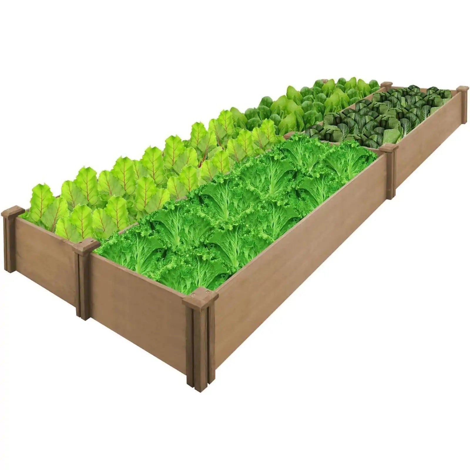 8x4Ft wooden raised garden bed front view in backyard