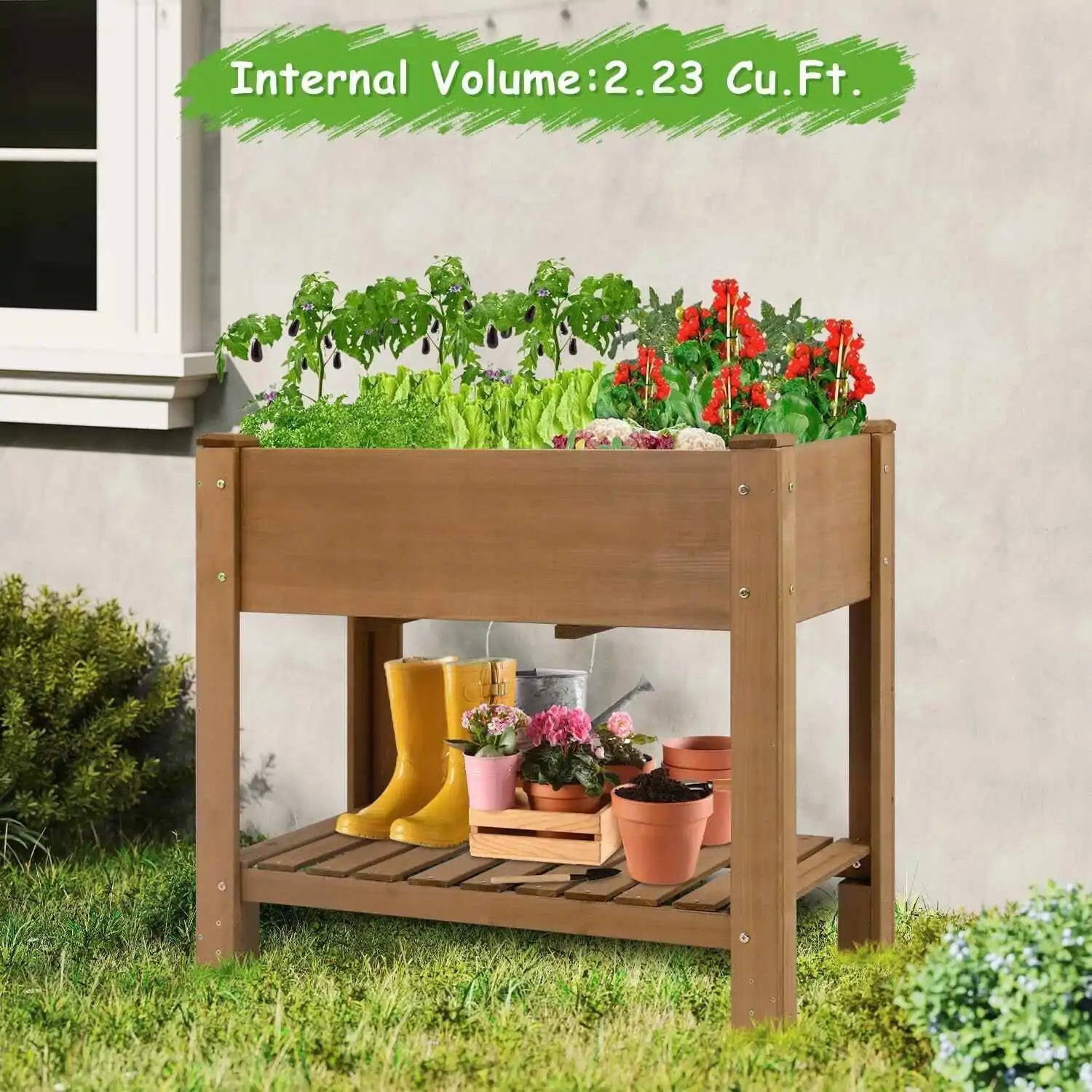 PETSCOSSET elevated planter box in brown finish