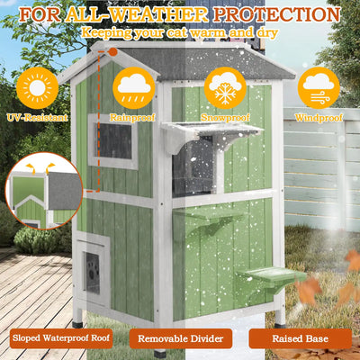 Feral cat house with openable roof for ventilation