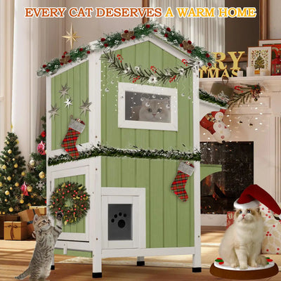 PETSCOSSET insulated cat shelter with durable wood frame