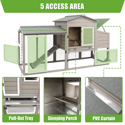2 Story Chicken Coop Poultry Cage for 2-3-PET05W-GREYWHITE