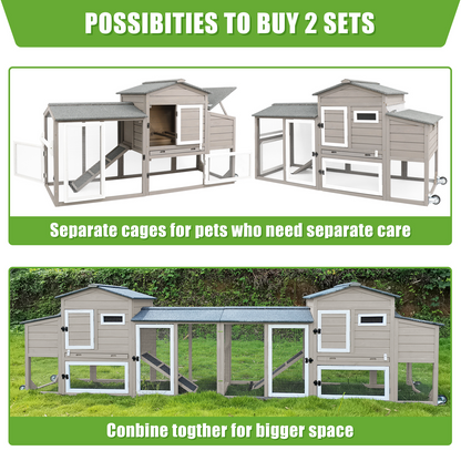 2 Story Chicken Coop Poultry Cage for 2-3-PET05W-GREYWHITE