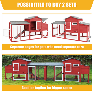 Small Chicken Coop with Run for 2–3 Chickens with Wheels – 2-Tier Stackable
