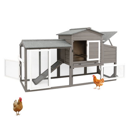 2 Story Chicken Coop Poultry Cage for 2-3-PET05W-GREYWHITE