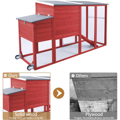 Large Hen House with Nesting Box, Removable Tray-PET22W