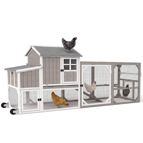 Medium Chicken Coop with Run for 4-8 Chickens Expandable to Large Coop - PET24
