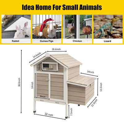 PETSCOSSET Chicken Coop, Chicken Hutch with Nesting Box, Pull Out Tray, Ramp, 32"L x 23.6"W x 36.6"H