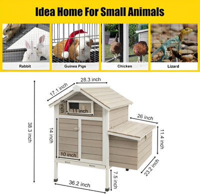 PETSCOSSET Chicken Coop, Chicken Hutch with Nesting Box, Pull Out Tray, Ramp, 36.2"L x 26"W x 38.3"H
